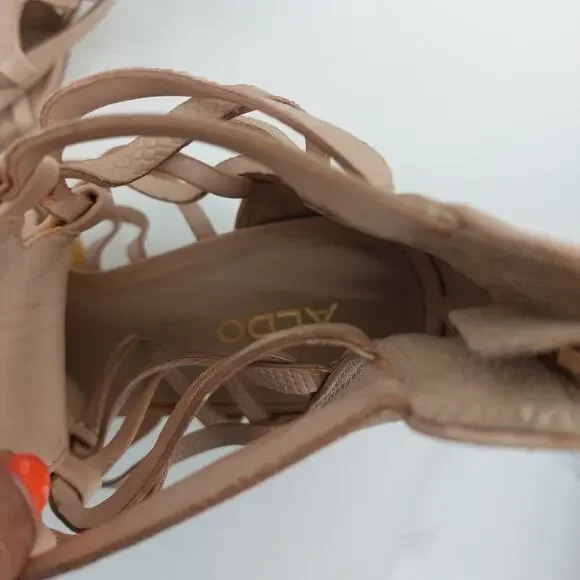 Aldo Astodia Rugby Tan women's Strappy Block Heels Sandals Size 8 B - Picture 8 of 16